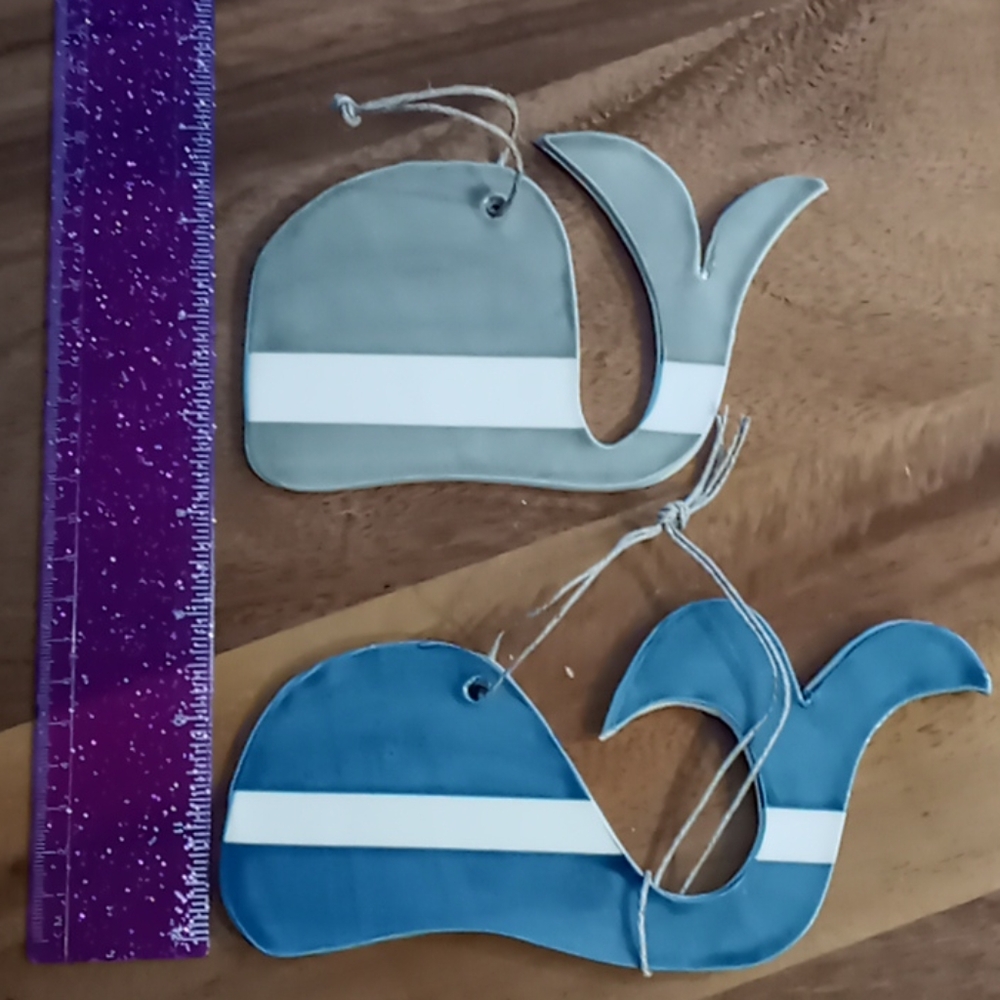 LAST CALL Set of 2 Hanging Ceramic Whales Wall Decor